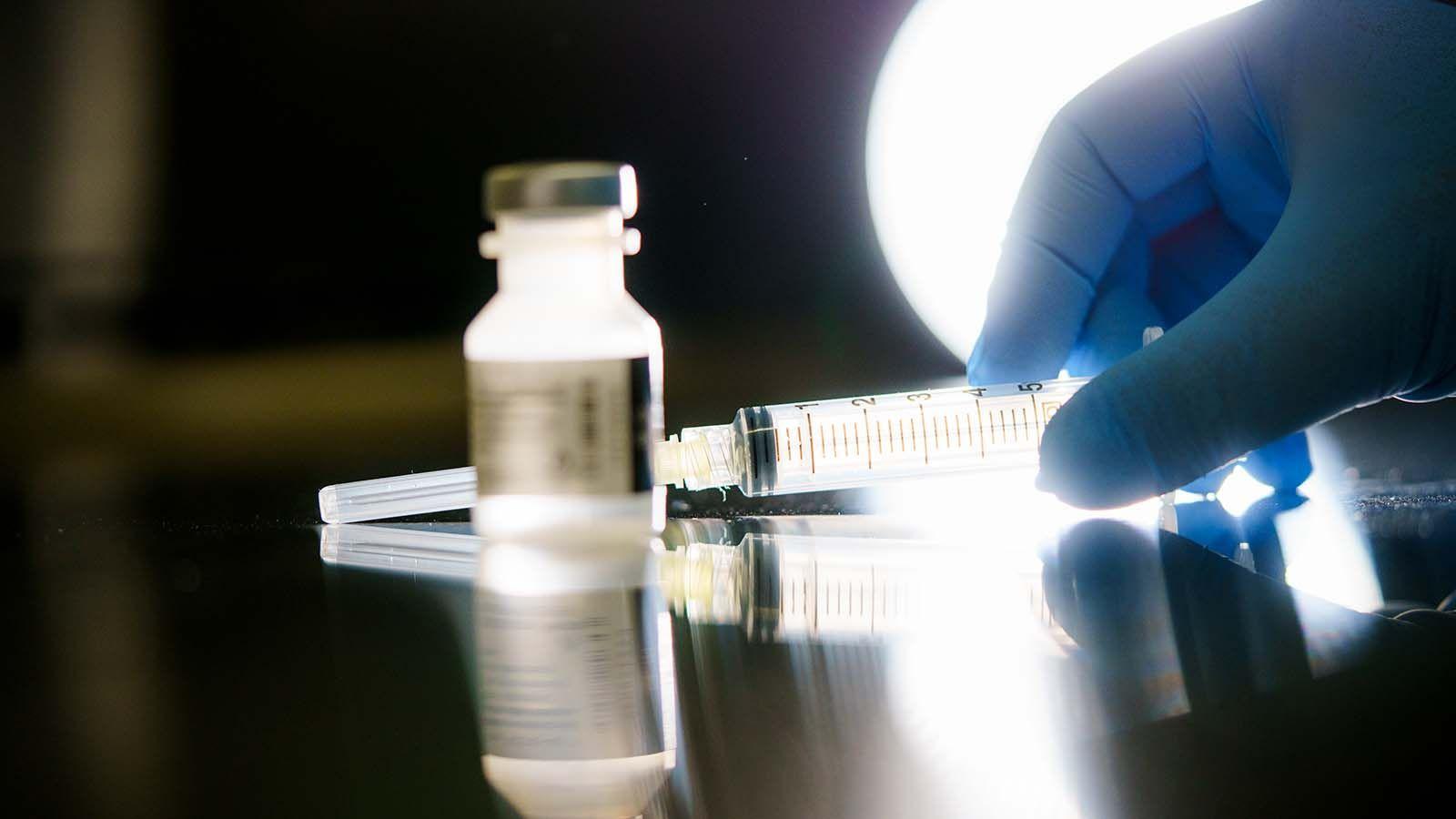 Vaccine vial and syringe